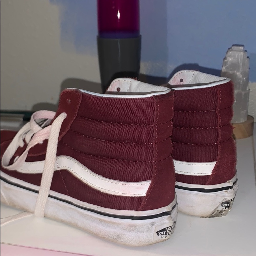 marroon high top Vans